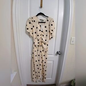 NWT A New Day Cream Wrap Sundress with Puff Sleeves Size XS